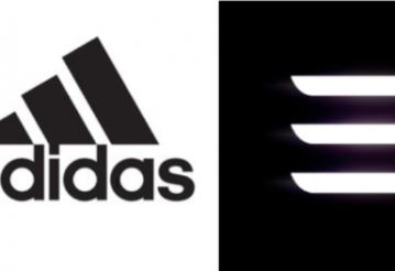 Логотип Adidas (слева) и предыдущий логотип Tesla Model 3 (справа)