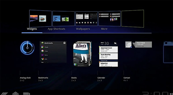 Google Android 3.0 Honeycomb:   UI