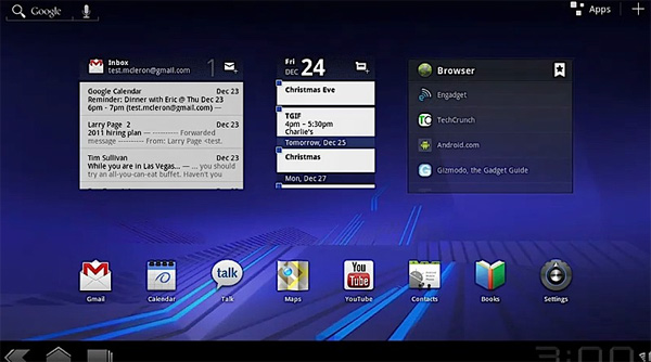 Google Android 3.0 Honeycomb:   UI